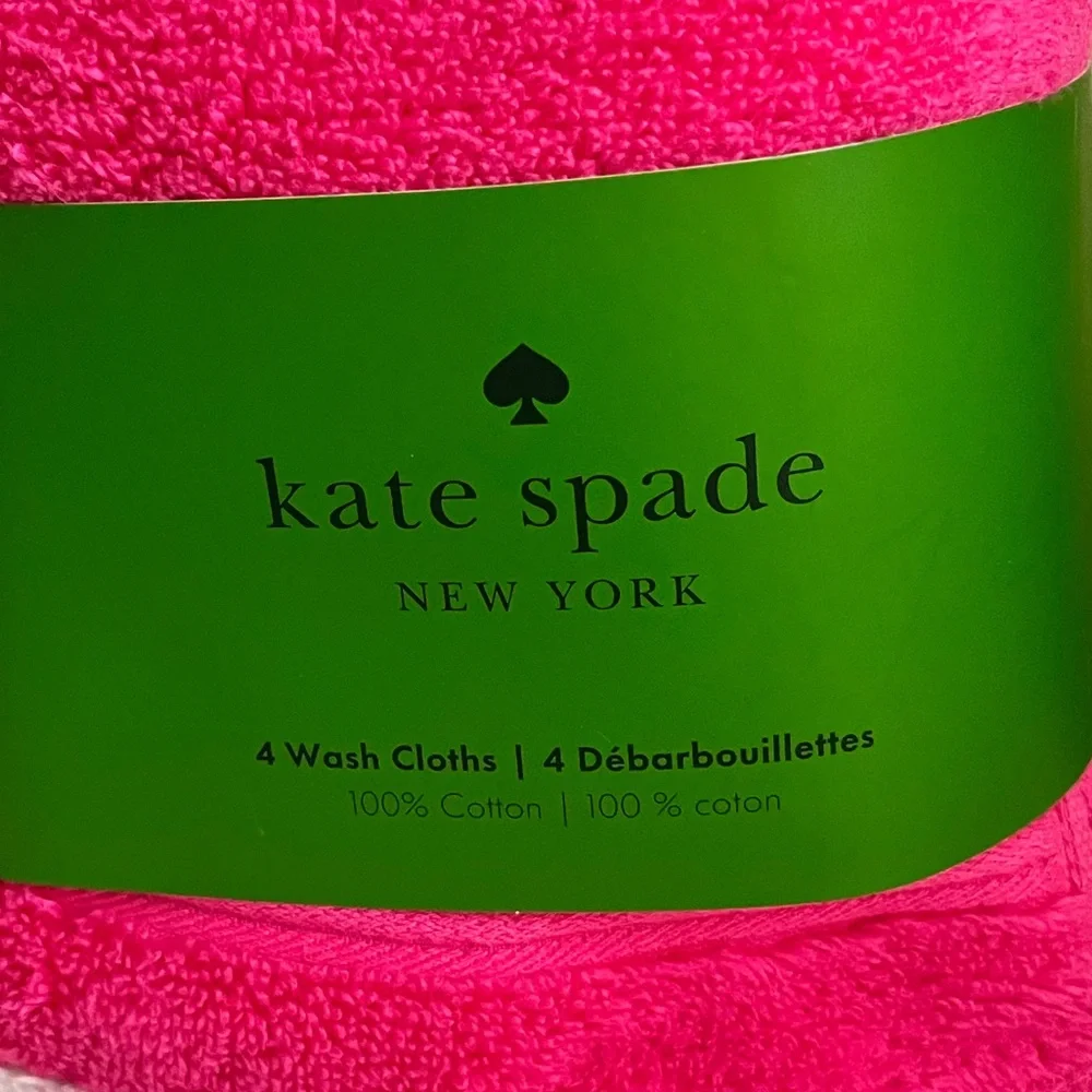Kate Spade Barbie Pink Wash Cloths Set of 4 NWT
